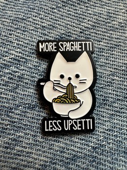 Cat spaghetti enamel pin