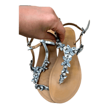 Silver embellished flat sandals