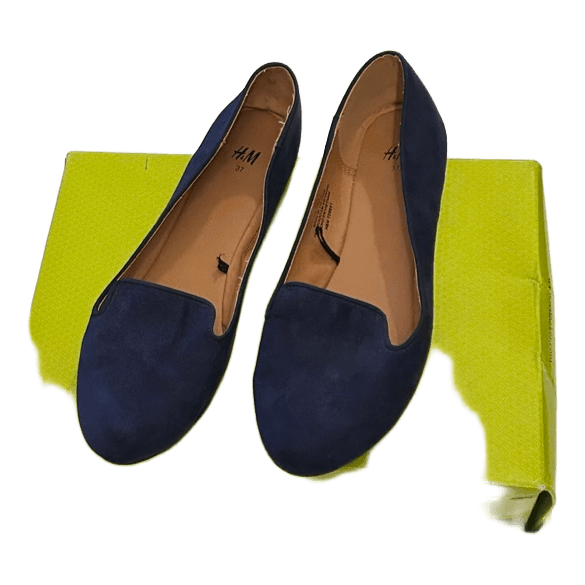 Blue suede loafers