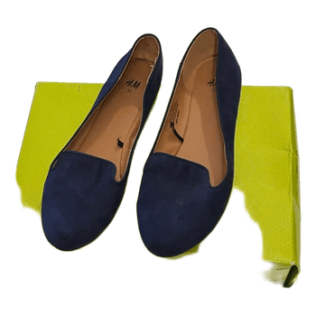 Blue suede loafers