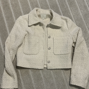 Beige cropped tweed jacket