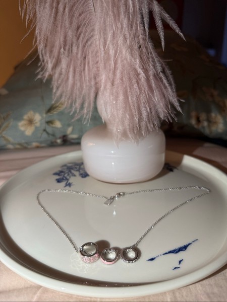 Coach silver triple ring necklace