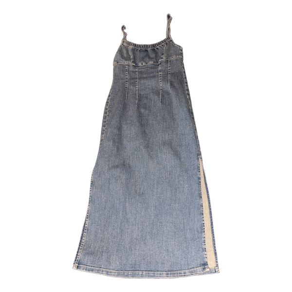 Blue denim midi dress