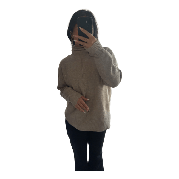 Beige brun strik trøje