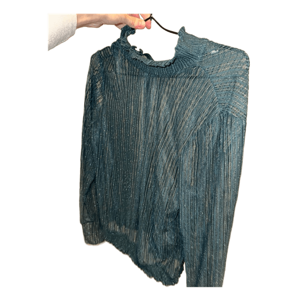 Green pleated glitter top