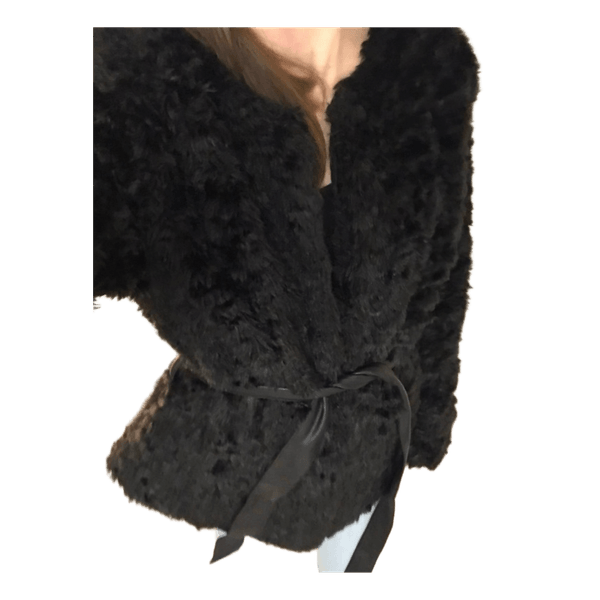 Cubus black faux fur coat (M)