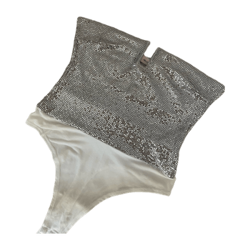Hopeinen glitter body