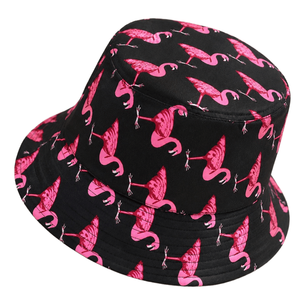 Black flamingo bucket hat