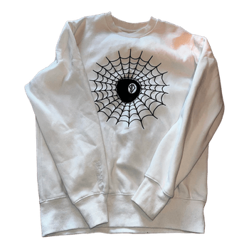 Hvid sweatshirt med spindelvæv