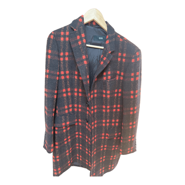 Hugo Boss plaid wool coat