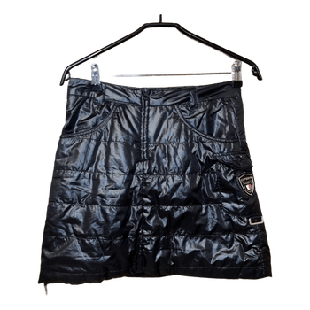 Black quilted mini skirt