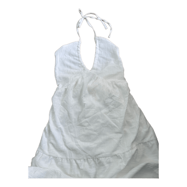 White halter neck maxi dress