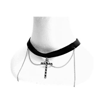 Black choker necklace with cross