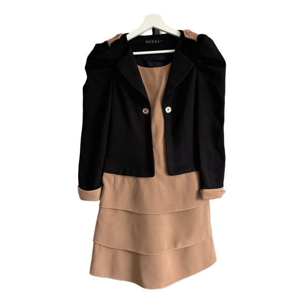 Black and beige dress