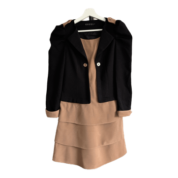 Black and beige dress