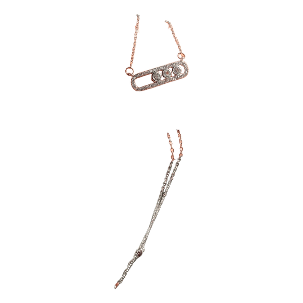 Collier argenté avec pendentif barre pavée de strass / Bijou chic