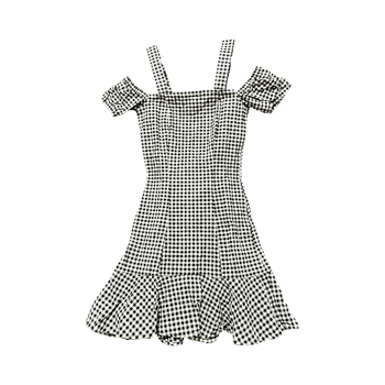 Mustavalko ruudullinen minimekko