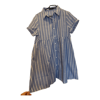 Blue striped shirt dress