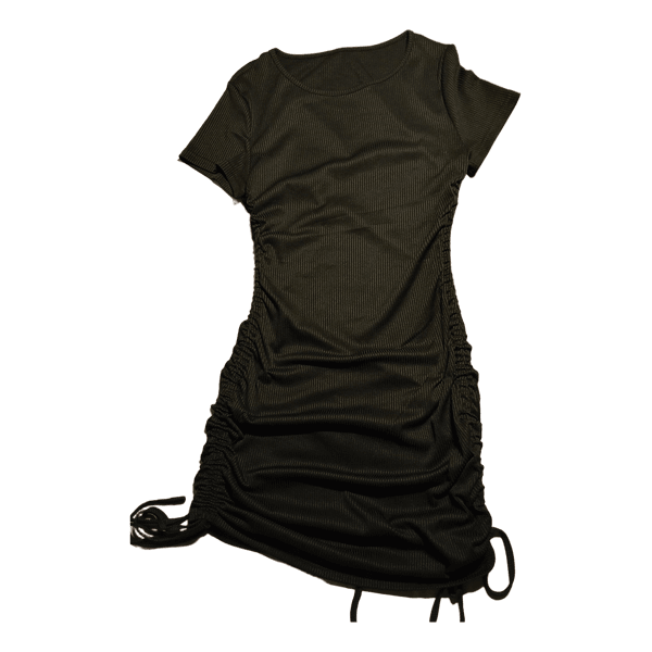 Black ribbed mini dress