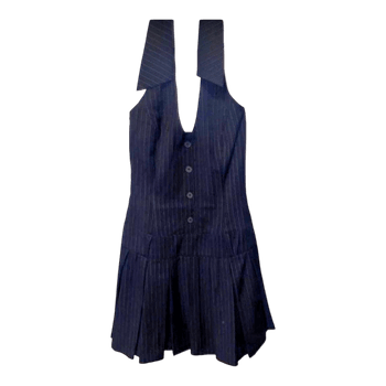 Black halterneck pleated dress