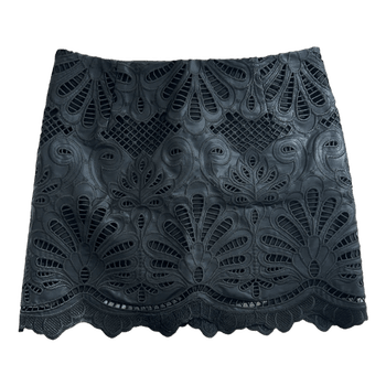 Black laser cut mini skirt