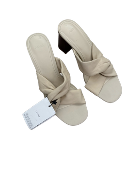 Beige leather heeled sandals