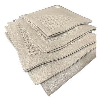 Beige linen napkins cotton material 8 pieces