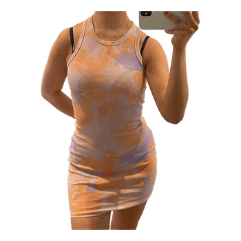 Tie-dye ribbed mini dress