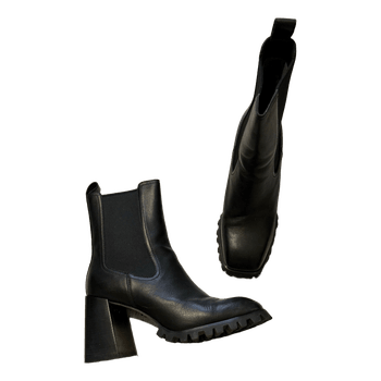 Black leather chelsea boots