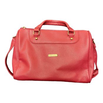 Red textured handbag