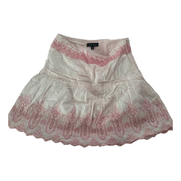Pink white mini skirt