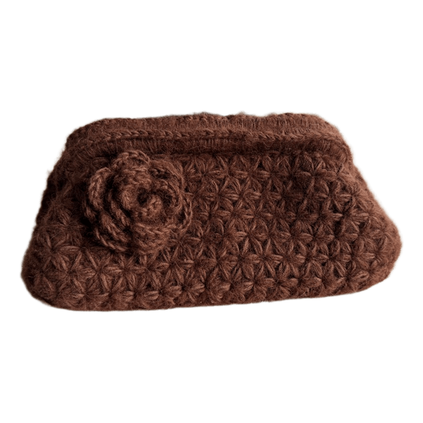 Brun hæklet clutch