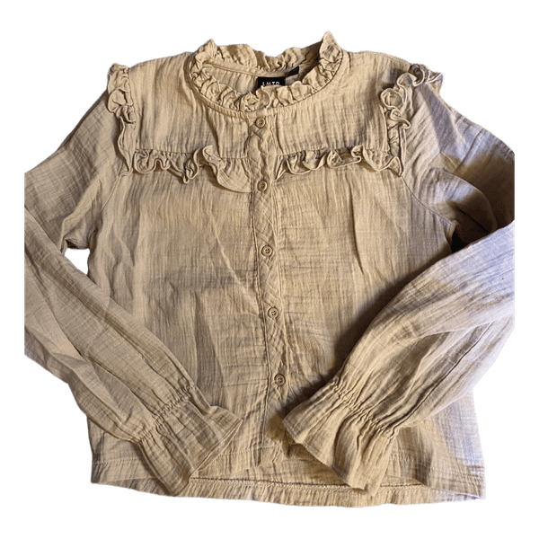 Beige bluse med flæser