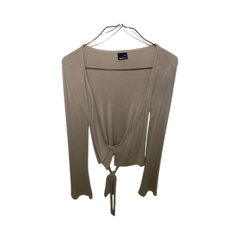 beige pitkähiha wrap-tunika