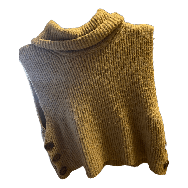 Beige knitted turtleneck vest