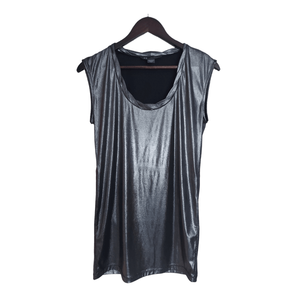Silver metallic sleeveless top