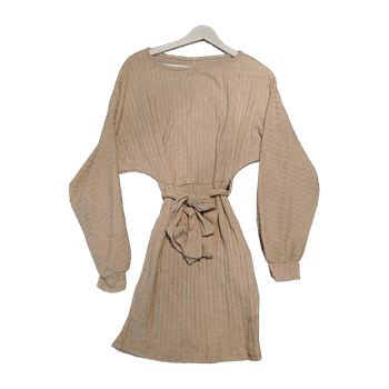 beige ribbikuvioinen neulemekko