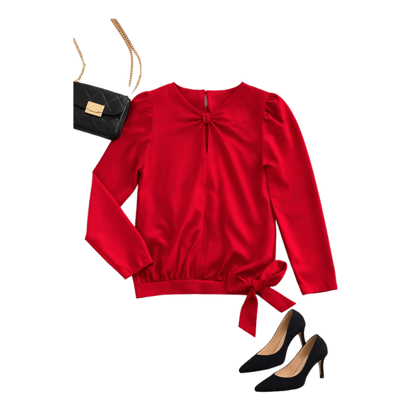 Red long sleeve blouse
