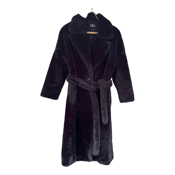 Black faux fur coat