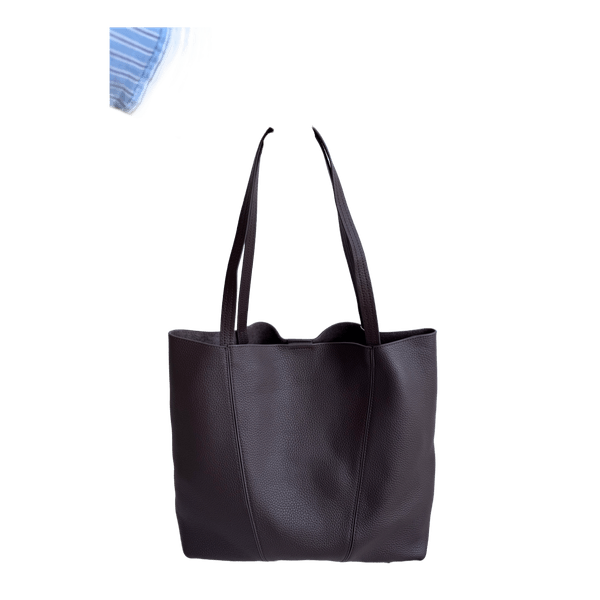 Dark brown leather tote bag