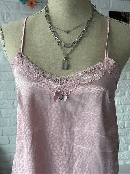 Pink lace camisole top
