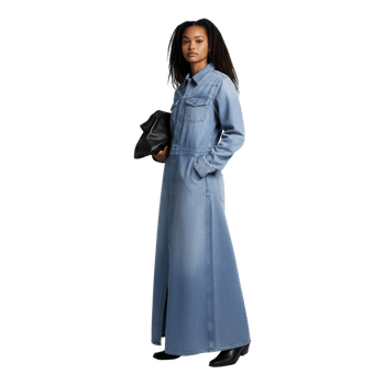 Blue denim maxi dress