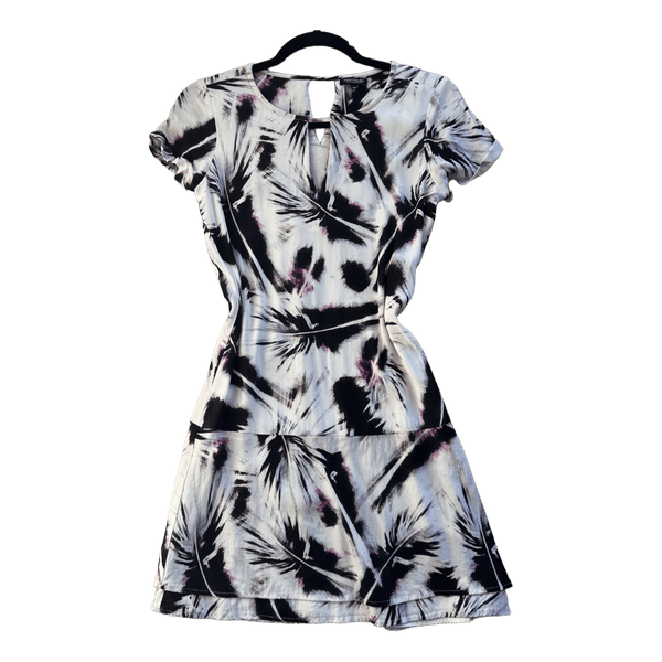 White feather print dress