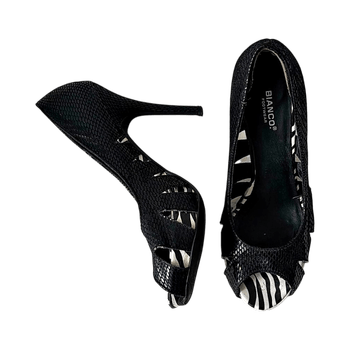 Bianco Zebra glitter peep-toe heels