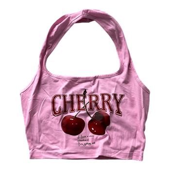 Pink cherry crop top