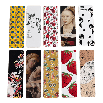 Set of 8 Handmade Laminated Double-Sided Bookmarks 5x16 cm | Cute & Funny Designs