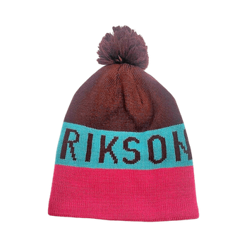 Didriksons knitted Youth (YT) winter beanie with pom pom in a bold color-block design.