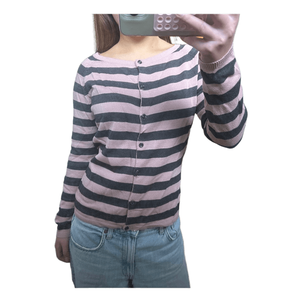 Stribet strikket cardigan