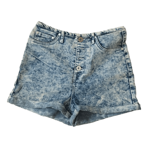 Blue acid wash denim shorts