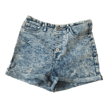 Blue acid wash denim shorts